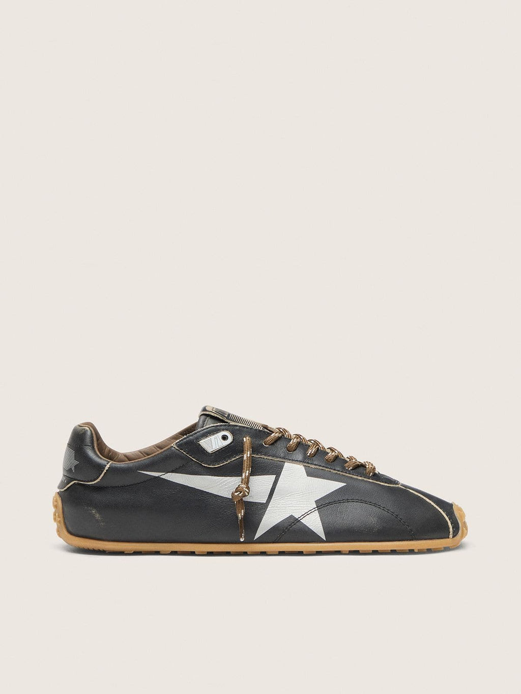 Golden Goose Marathon Speed Uomo con Tomaia in Pelle Nera e Stella Argento