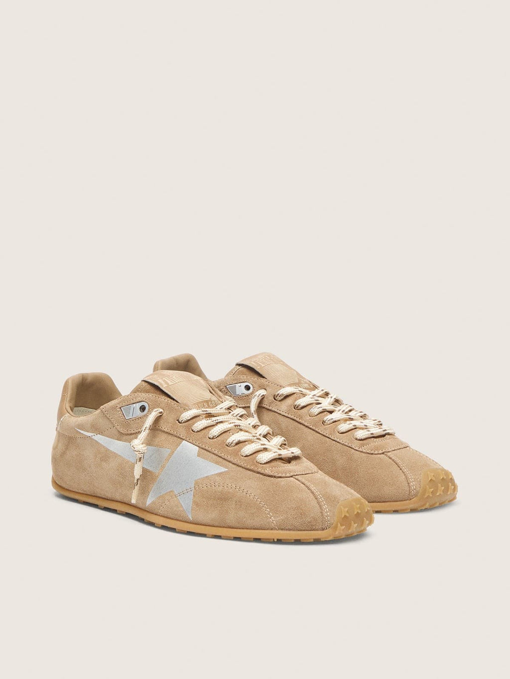 Golden Goose Marathon Speed Uomo con Tomaia in Suede Tabacco e Stella Color Argento