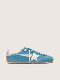Golden Goose Marathon Speed Uomo in Nappa Blu con Stella Stampata e Talloncino in Pelle Argento