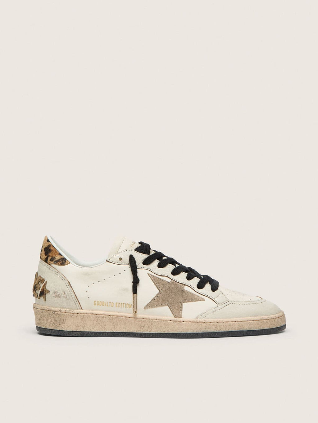 Golden Goose Ball Star Wishes Uomo con Stella in Suede e Talloncino in Cavallino Leopardato