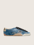 Golden Goose True-Star Uomo in Suede Ottanio con Stella Nera e Talloncino Panna