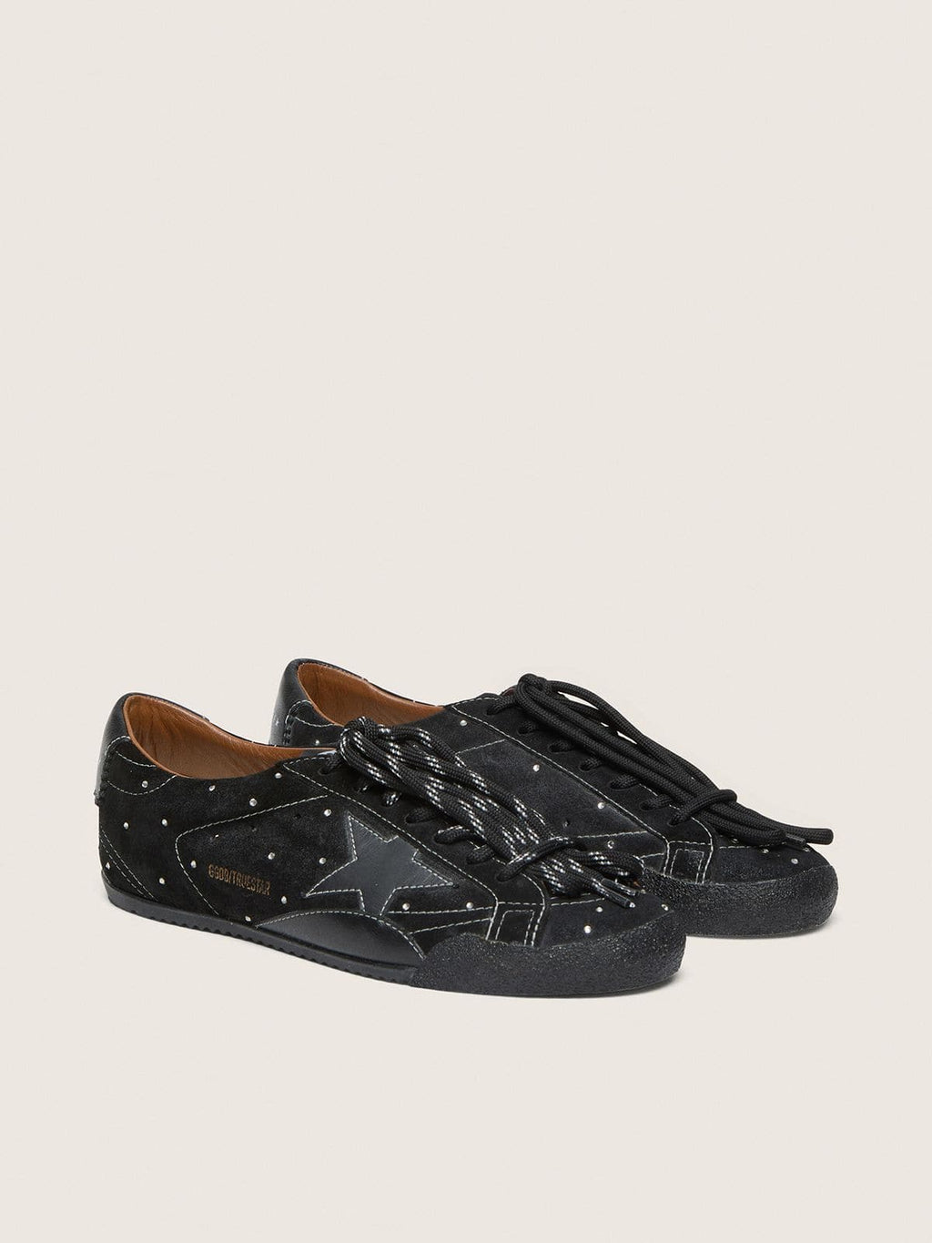 Golden Goose True-Star Uomo in Suede Nero con Cristalli Swarovski e Stella in Pelle Nera