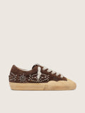 Golden Goose Super-Star Penstar Uomo in Suede Marrone con Borchie