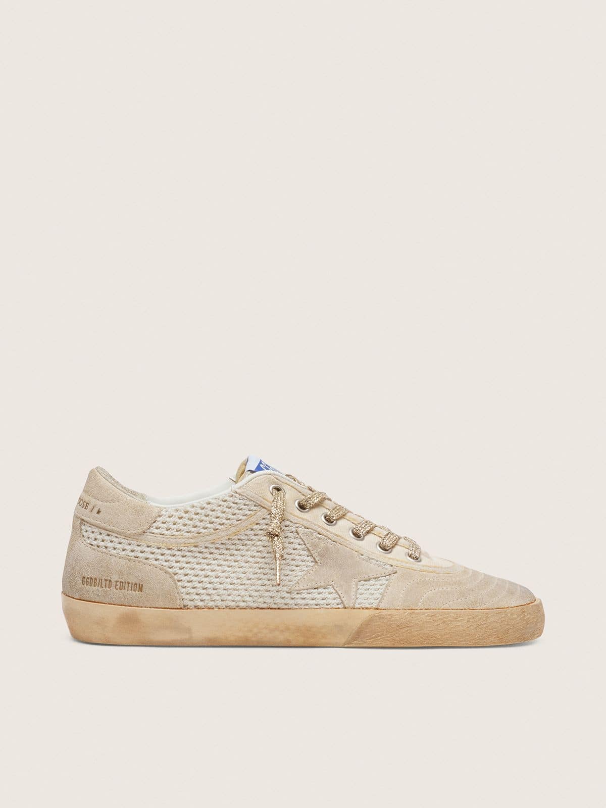 Golden Goose Super-Star Lab Uomo in Rete e Suede Bianca e Beige