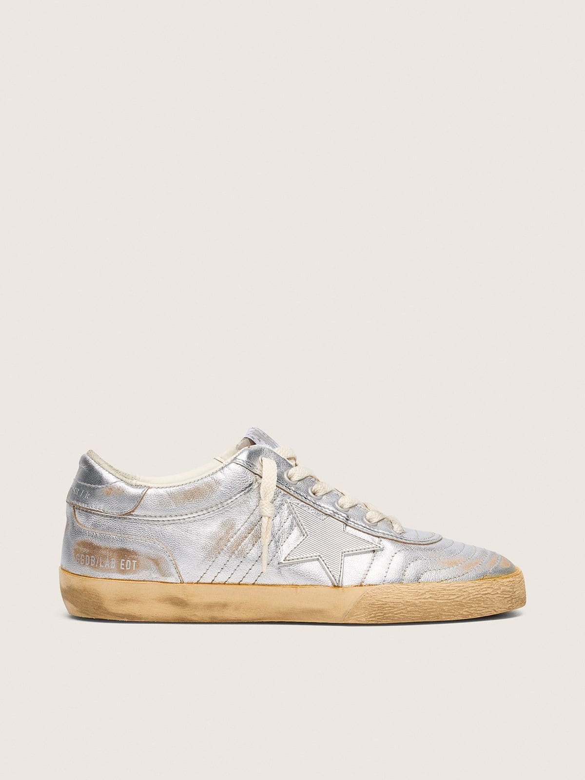 Golden Goose Super-Star Uomo Lab in Nappa Laminata con Stella in Tpu Argento