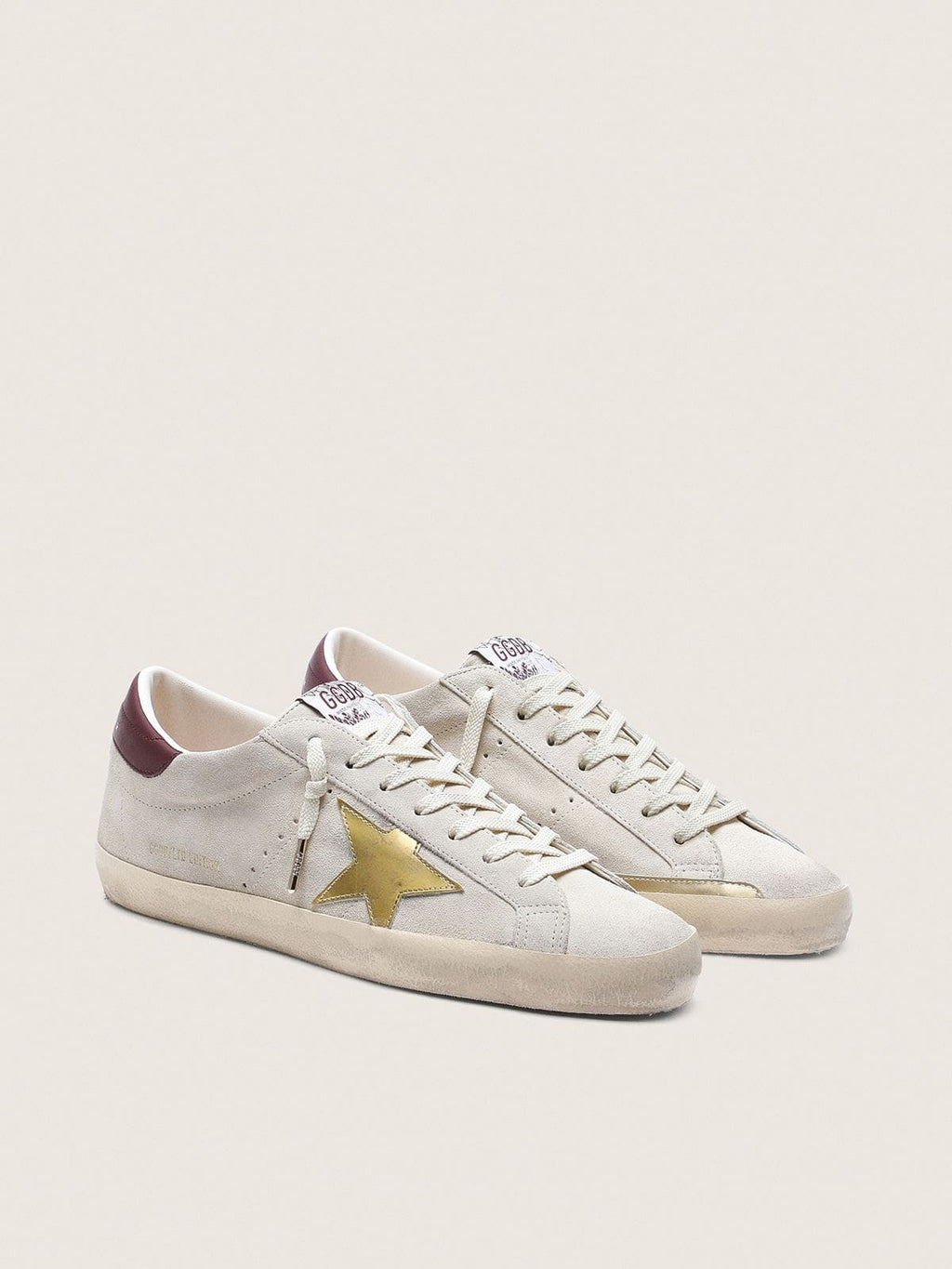 Golden Goose Super-Star Uomo Cny in Suede Avorio con Stella in Pelle Laminata e e Talloncino in Pelle