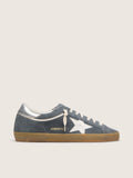 Golden Goose Super-Star Uomo in Suede Grigio con Stella in Pelle Bianca e Talloncino in Pelle Argento
