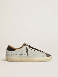 Golden Goose Super-Star Uomo Ltd in Suede Grigio con Stella Traforata e Linguetta in Suede Ebano