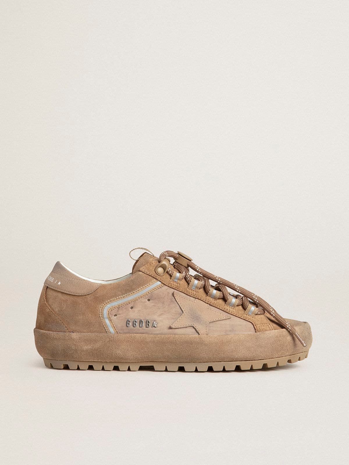 Golden Goose Super-Star Ski Uomo in Dolmias e Suede Caramello con Stella e Talloncino in Nabuk Color Marmo