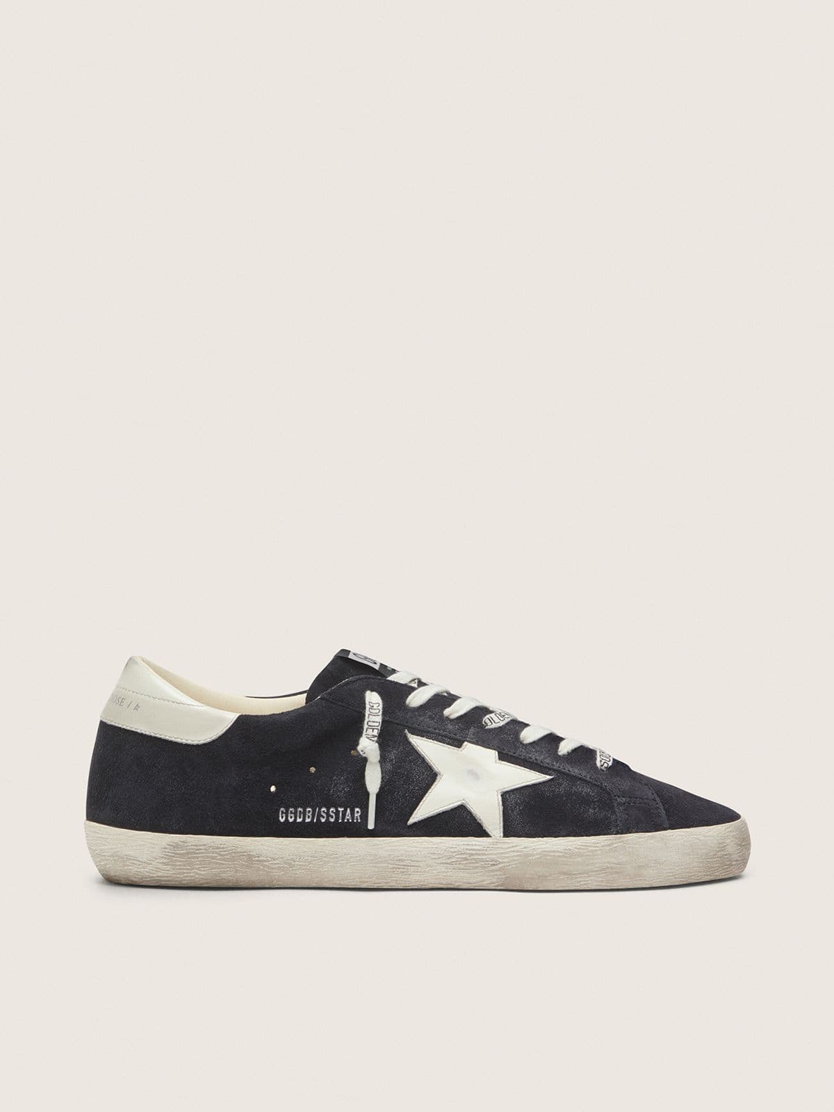 Golden Goose Super-Star Uomo in Suede Blu Scuro con Stella Bianca