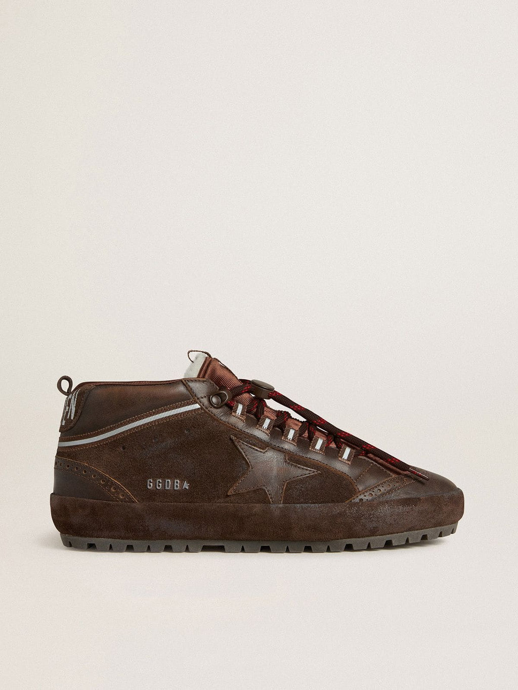Golden Goose Mid Star Ski Uomo in Suede Marrone con Stella in Pelle e Talloncino in Suede