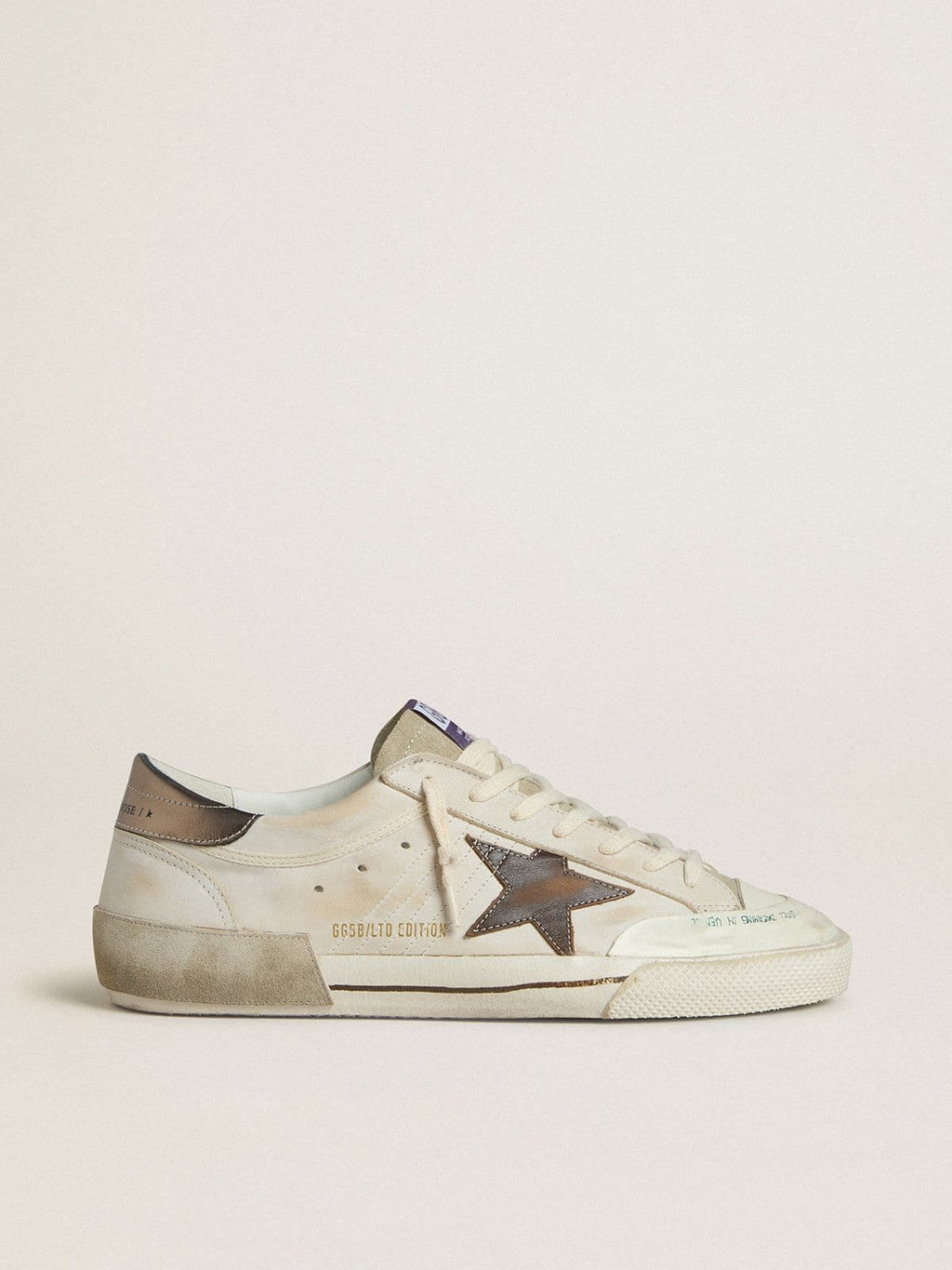 Golden Goose Super-Star Uomo Ltd in Suede con Stella in Pelle Marrone e Talloncino in Pelle Laminata