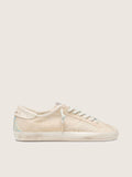 Golden Goose Super-Star Uomo in Suede Crema con Stella Traforata e Inserto con Perline