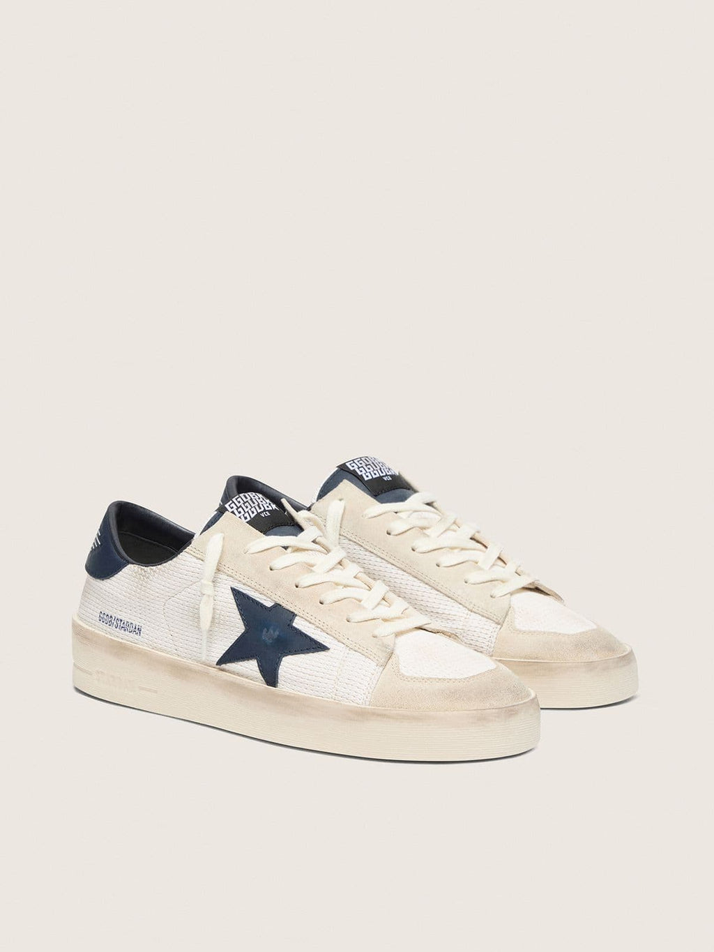 Golden Goose Stardan Uomo in Suede Beige con Stella Blu