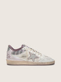 Golden Goose Ball Star Lab Uomo in Nylon e Cavallino Bianco con Stella Argento e Inserti Lilla