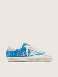 Golden Goose Super-Star Uomo Lab in Cavallino Bluette con Stella Suede e Borchie