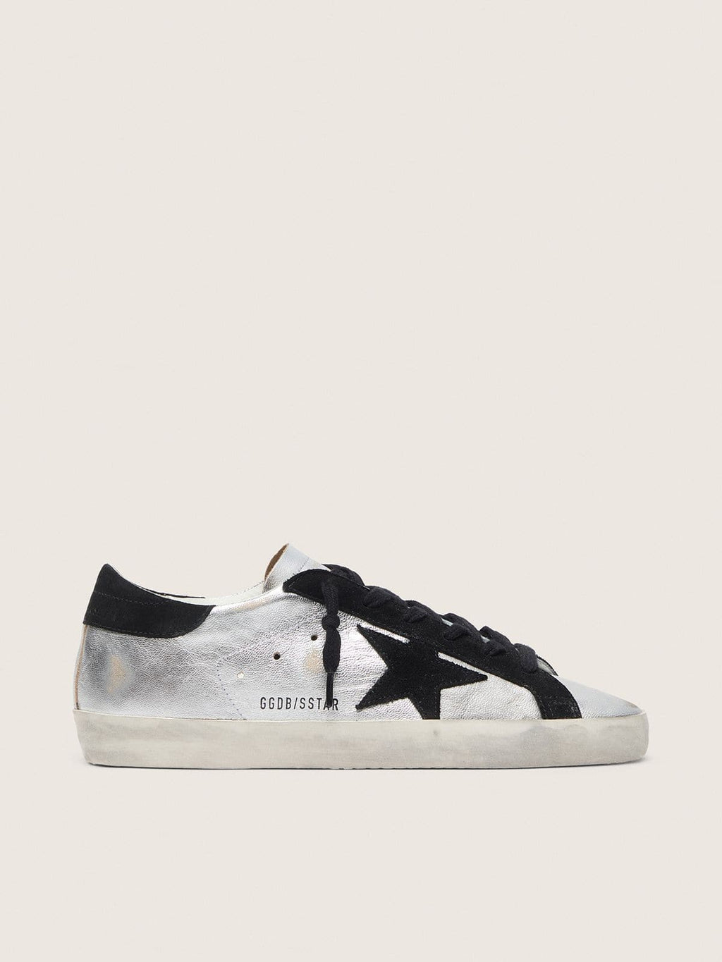 Golden Goose Super-Star Donna in Pelle Argentata e Inserti a Contrasto
