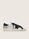 Golden Goose Super-Star Donna in Pelle Argentata e Inserti a Contrasto