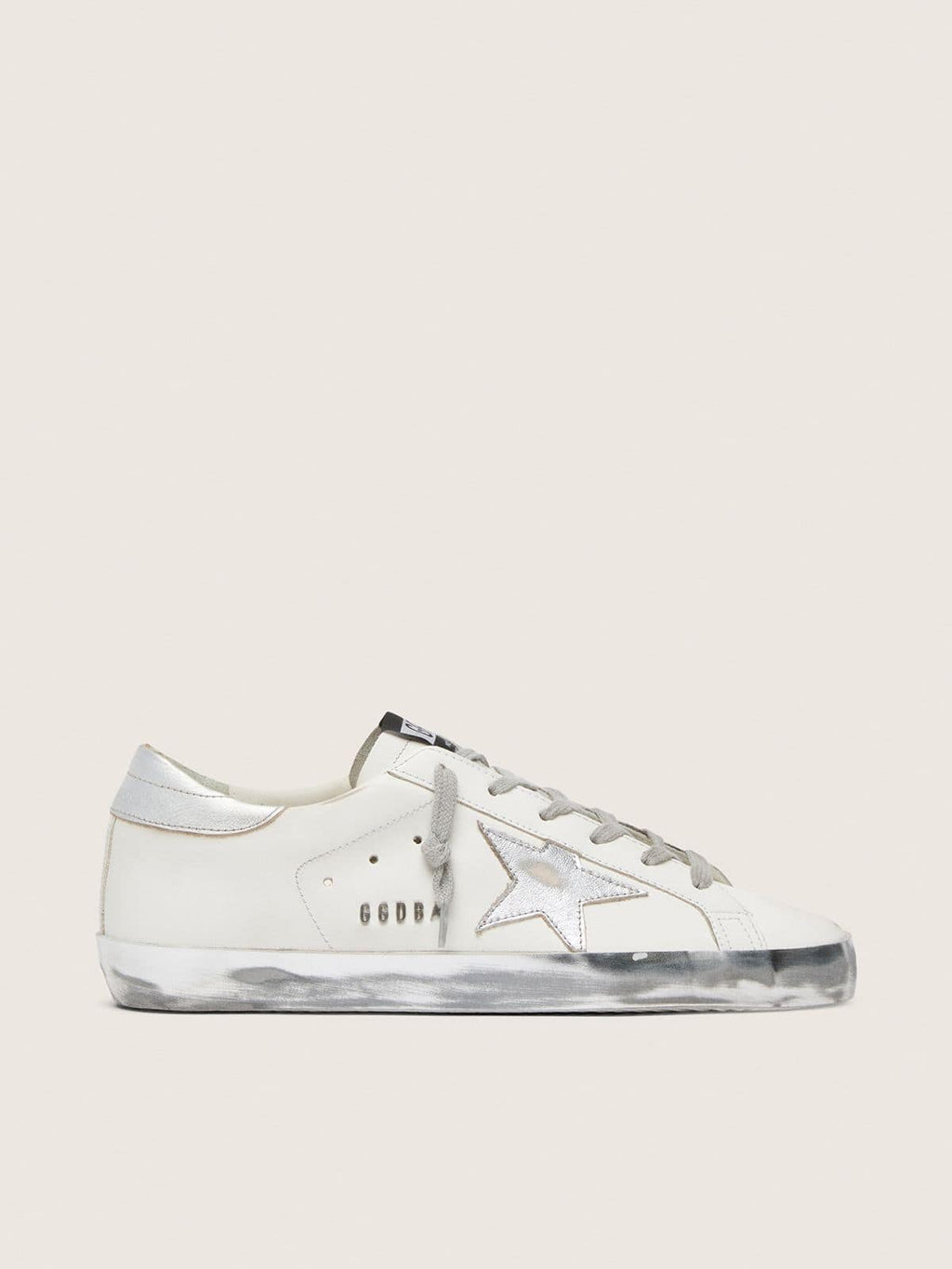 Golden Goose Super-Star Donna con Foxing Sparkle Argento e Metal Studs Lettering