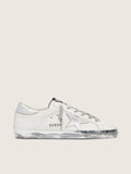Golden Goose Super-Star Donna con Foxing Sparkle Argento e Metal Studs Lettering