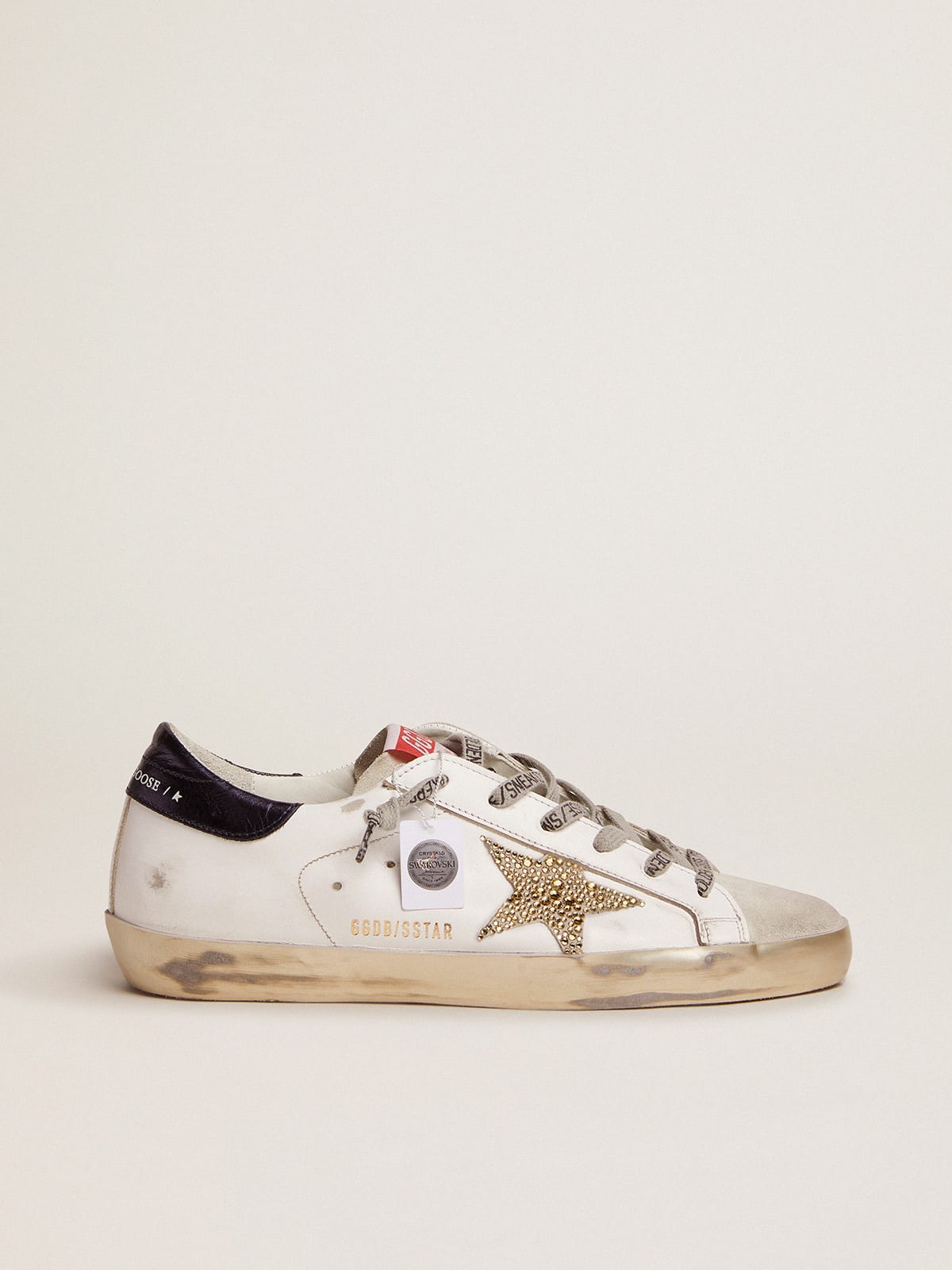 Golden Goose Super-Star Donna  con Talloncino Blu e Stella in Cristalli Swarovski