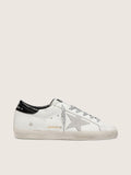 Golden Goose Super-Star Donna con Stella in Suede Bianco e Talloncino in Pelle Cocco Nera