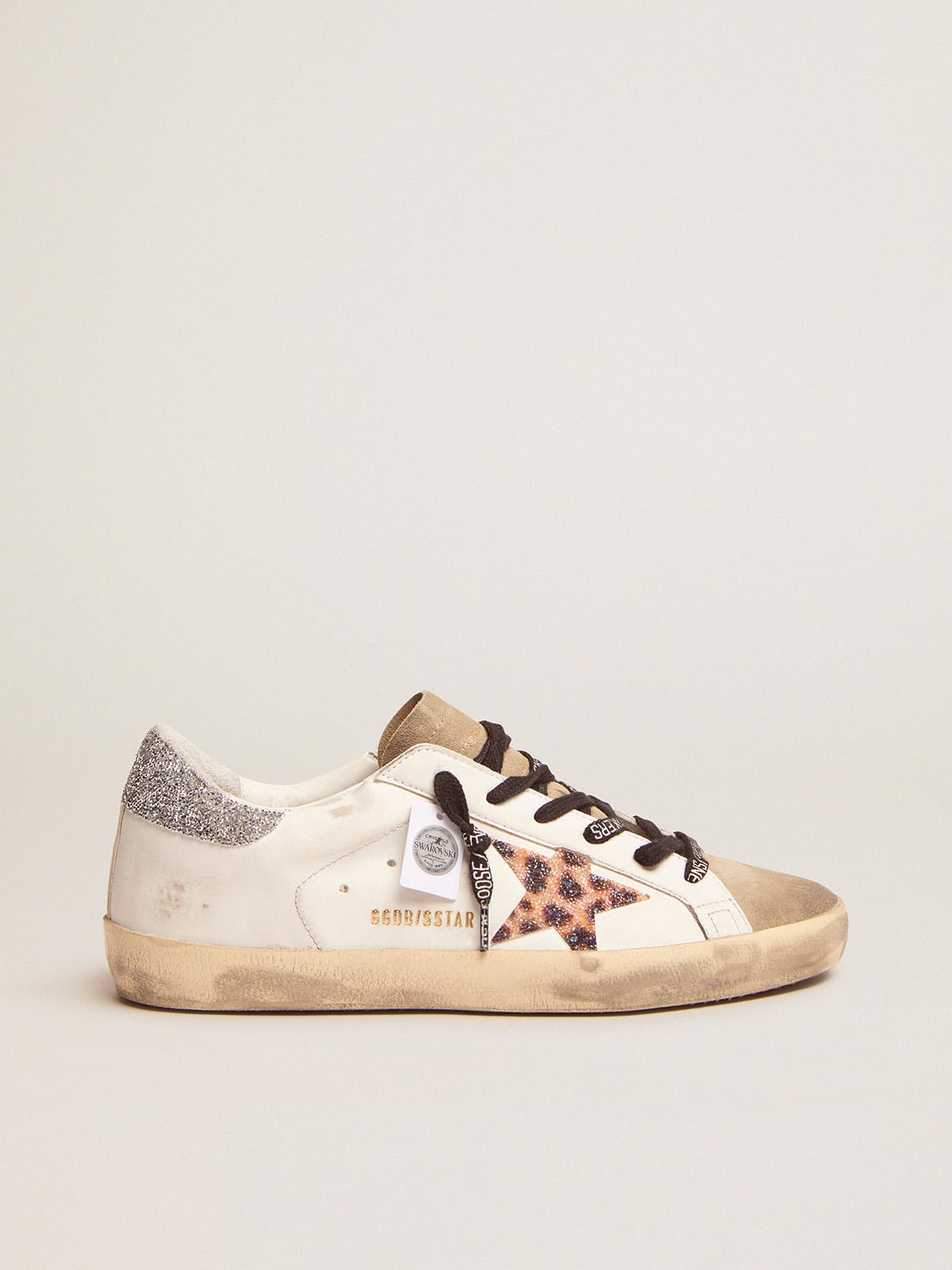 Golden Goose Super-Star Donna  con Stella in Cristalli Swarovski e Stampa Leo