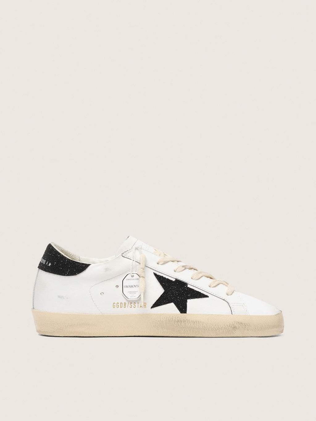 Golden Goose Super-Star Donna con Stella e Talloncino in Cristalli Swarovski Neri