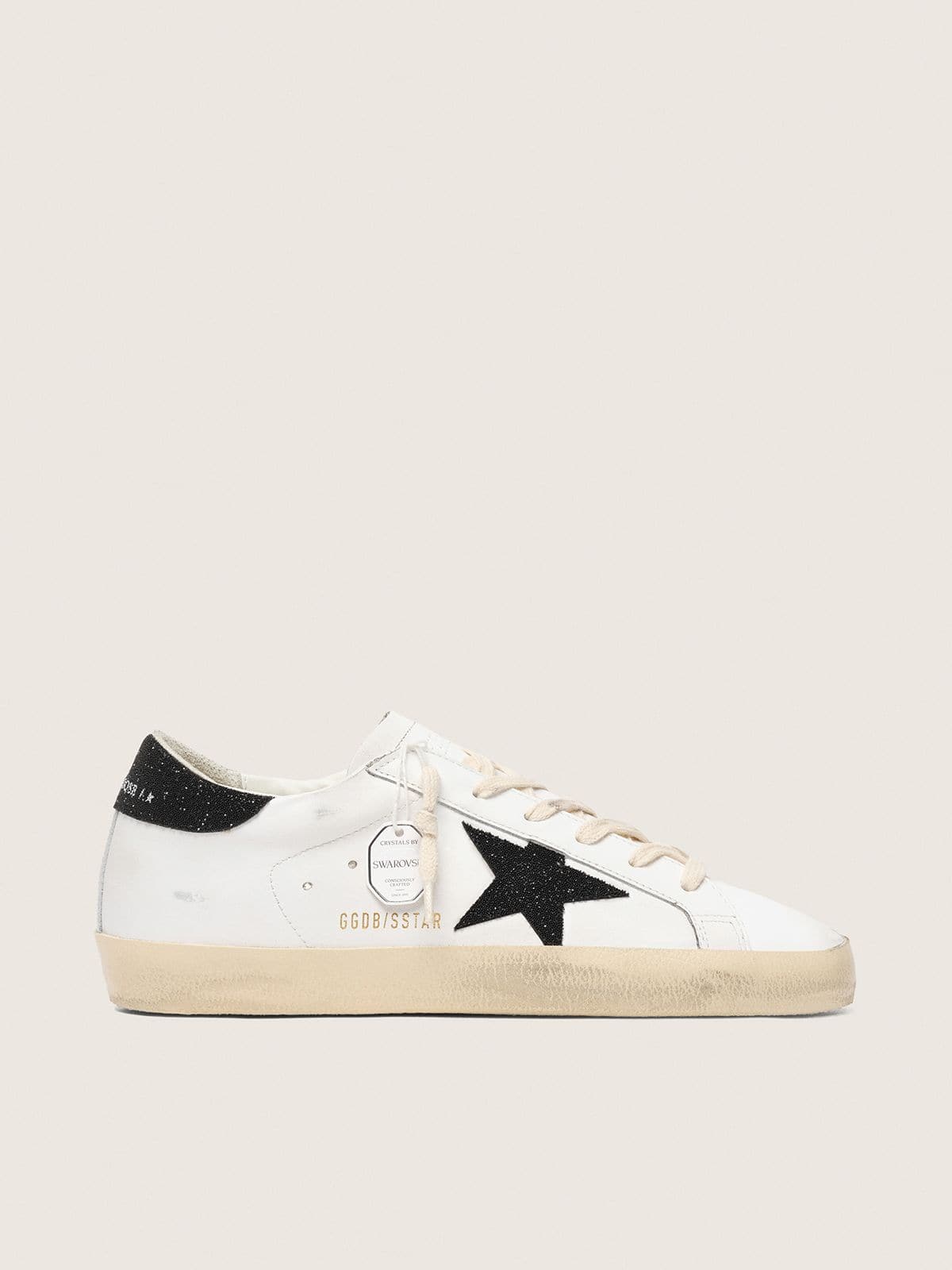 Golden Goose Super-Star Donna con Stella e Talloncino in Cristalli Swarovski Neri