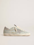 Golden Goose Super-Star Donna in Nappa Carta da Zucchero con Stella e Talloncino in Pelle Grigi