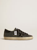 Golden Goose Super-Star Donna in Cristalli Swarovski Neri con Stella in Suede Nero