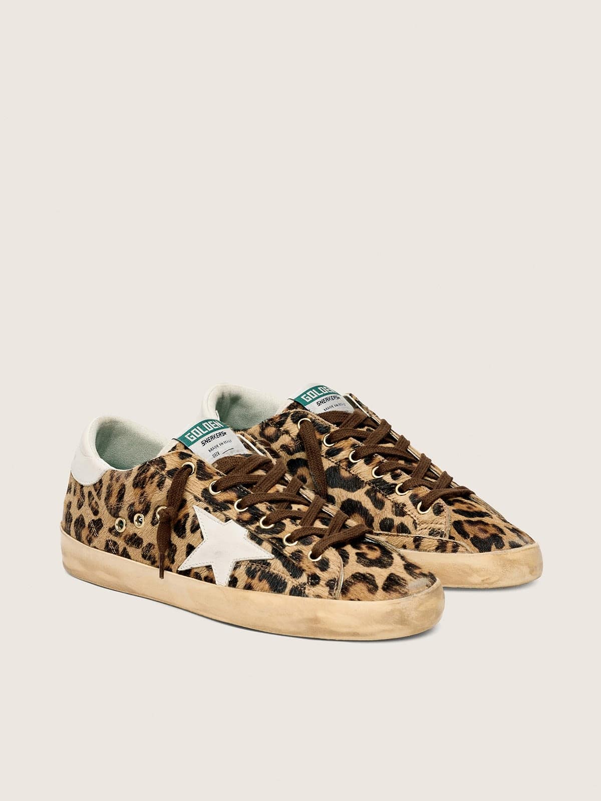Golden Goose Super-Star  Donna in Cavallino Leopardato con Stella e Talloncino in Pelle