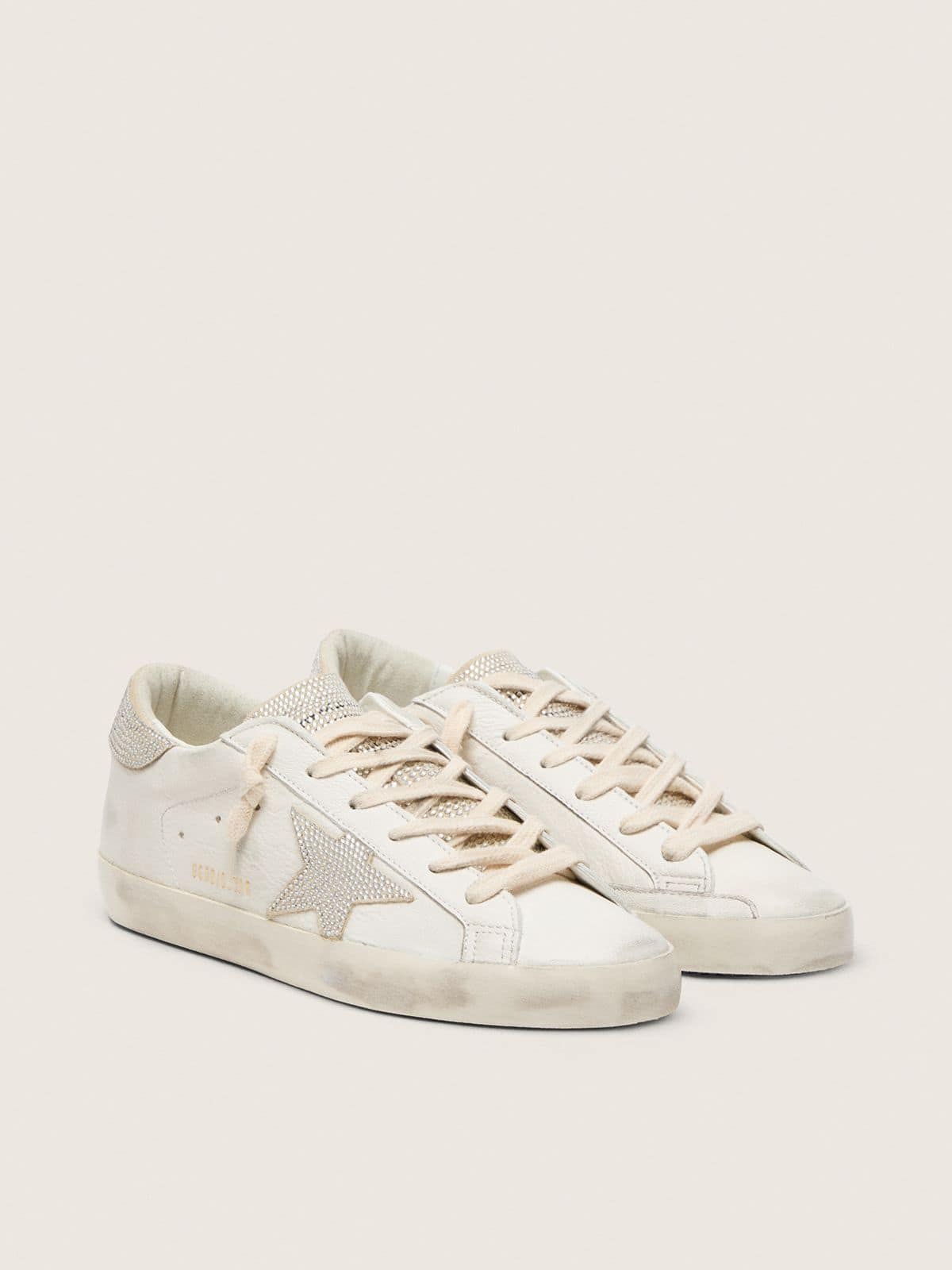 Golden Goose Super-Star Donna in Nappa con Stella e Talloncino con Cristalli Swarovski