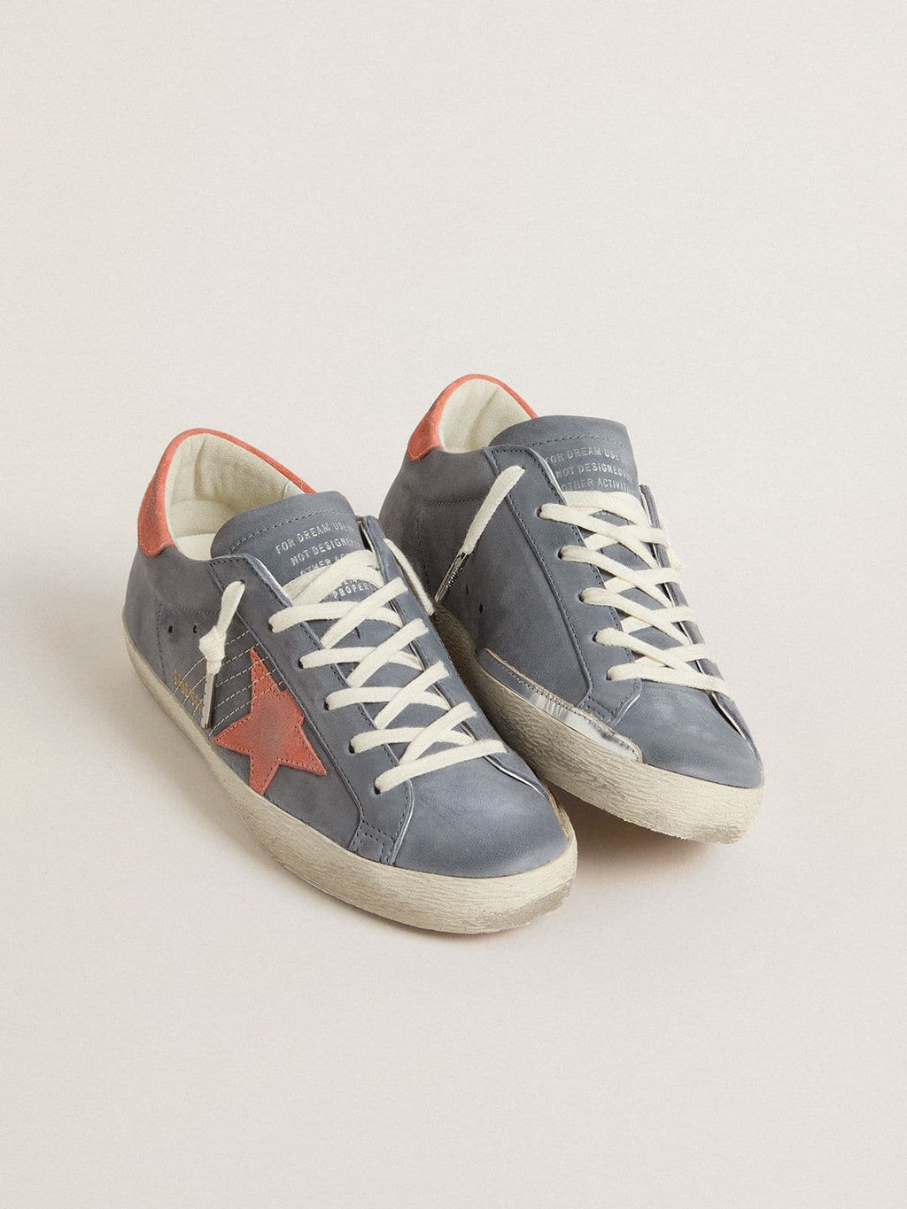 Golden Goose Super-Star Donna in Nabuk Azzurro con Stella e Talloncino in Suede Rosa