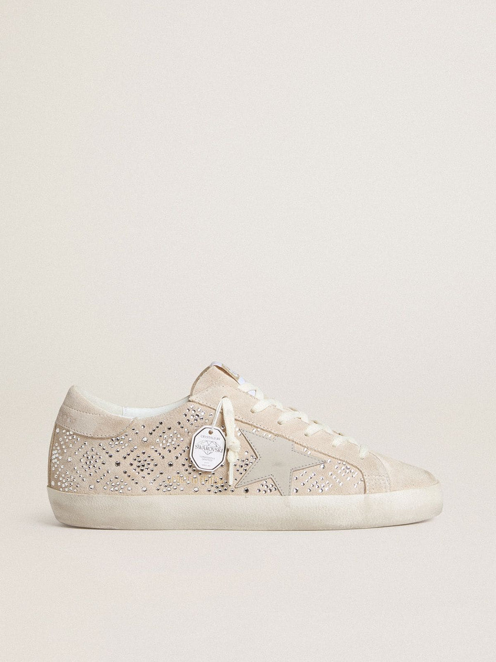 Golden Goose Super-Star Ltd Donna in Suede con Cristalli Swarovski e Stella in Pelle Color Ghiaccio