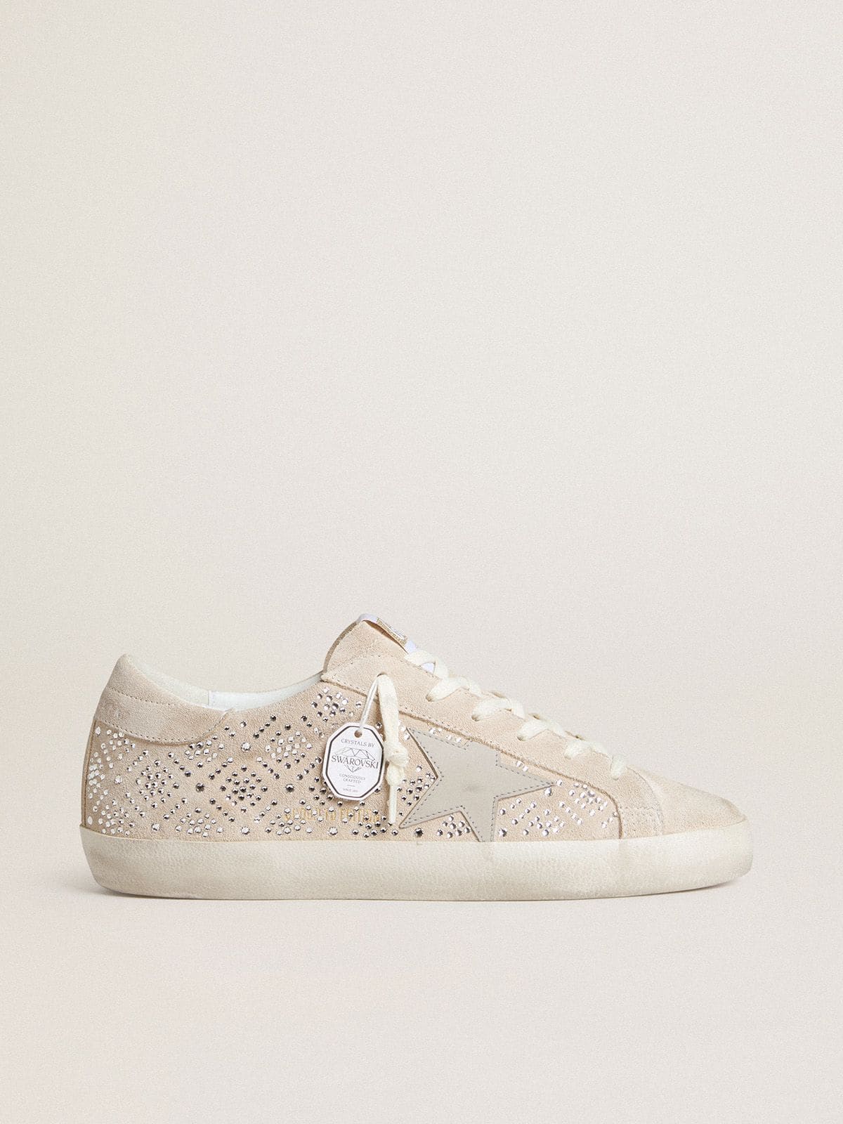 Golden Goose Super-Star Ltd Donna in Suede con Cristalli Swarovski e Stella in Pelle Color Ghiaccio