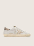 Golden Goose Super-Star con Stella in Pelle Crackl  e Talloncino in Pelle Laminata Metallico