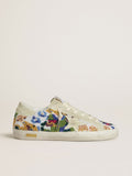 Golden Goose Super-Star Donna con Perline Multicolor e Stella in Suede Color Beige