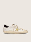 Golden Goose Super-Star Donna in Pelle Bianca con Stella Swarovski Oro