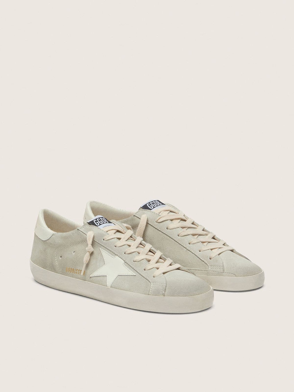 NUOVO ARRIVO - Golden Goose Super-Star Donna in suede grigio chiaro con stella in pelle bianca