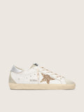 Golden Goose Super-Star Donna con Stella in Glitter Oro e Inserti in Suede Ghiaccio