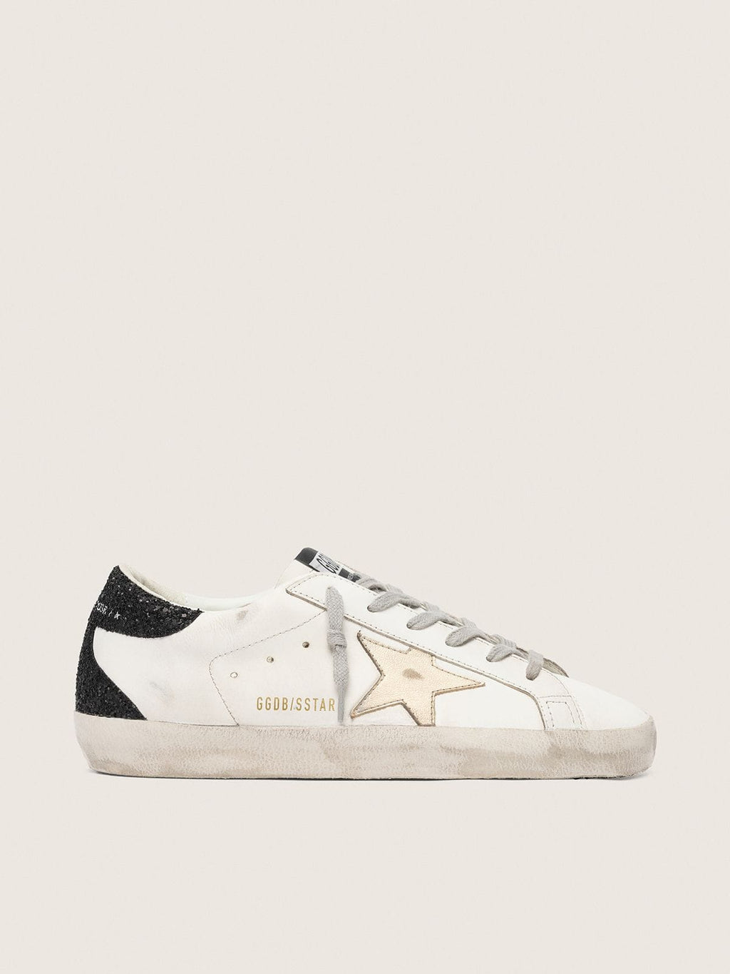 Golden Goose Super-Star Donna con Stella Oro e Talloncino in Glitter Nero