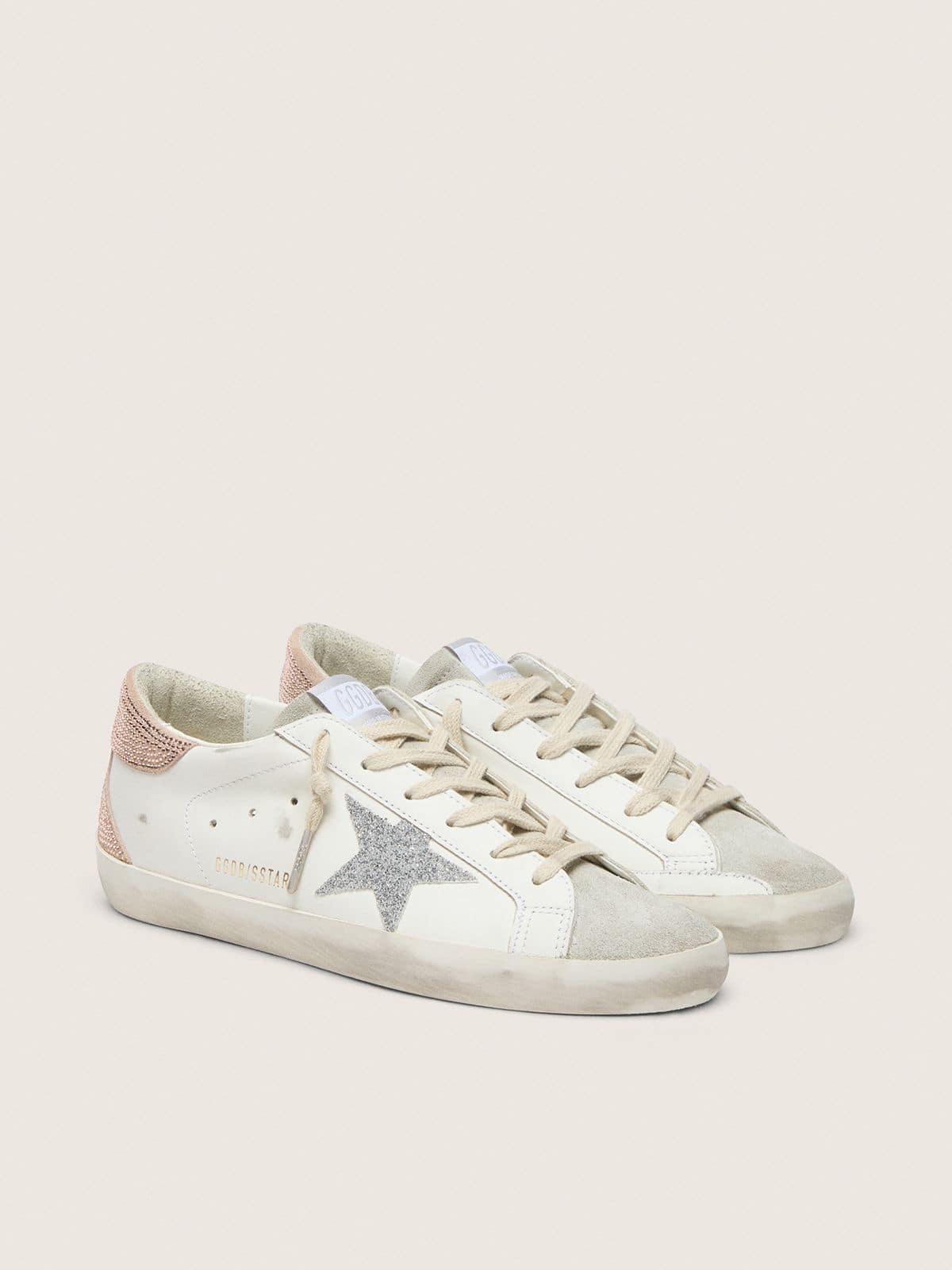Golden Goose Super-Star Donna in Pelle con Stella e Talloncino in Cristalli Swarovski