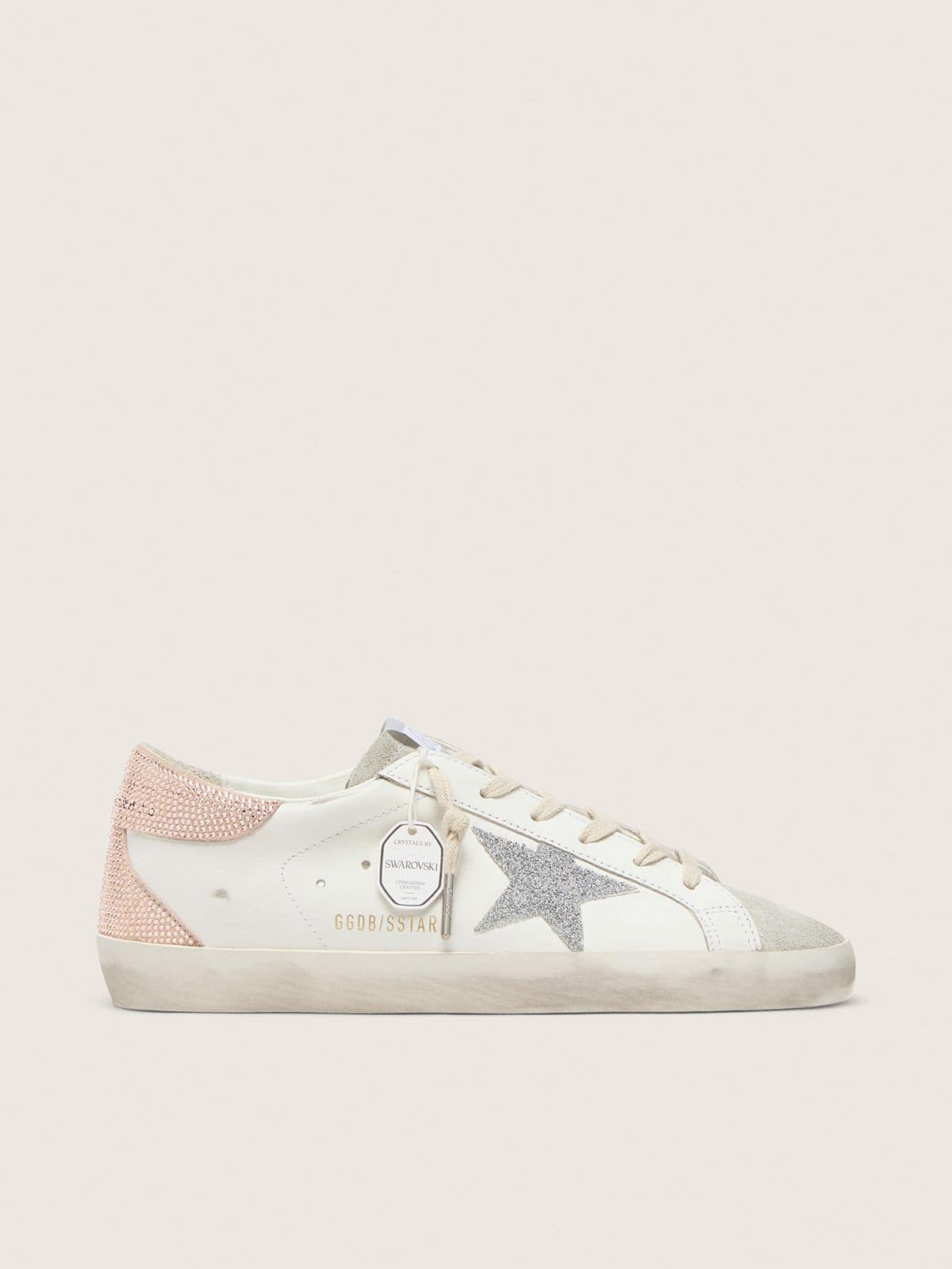 Golden Goose Super-Star Donna in Pelle con Stella e Talloncino in Cristalli Swarovski