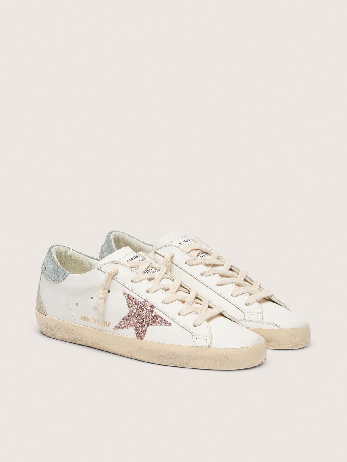 Golden Goose Super-Star Donna Ltd con Stella in Glitter Multicolori e Talloncino in Suede