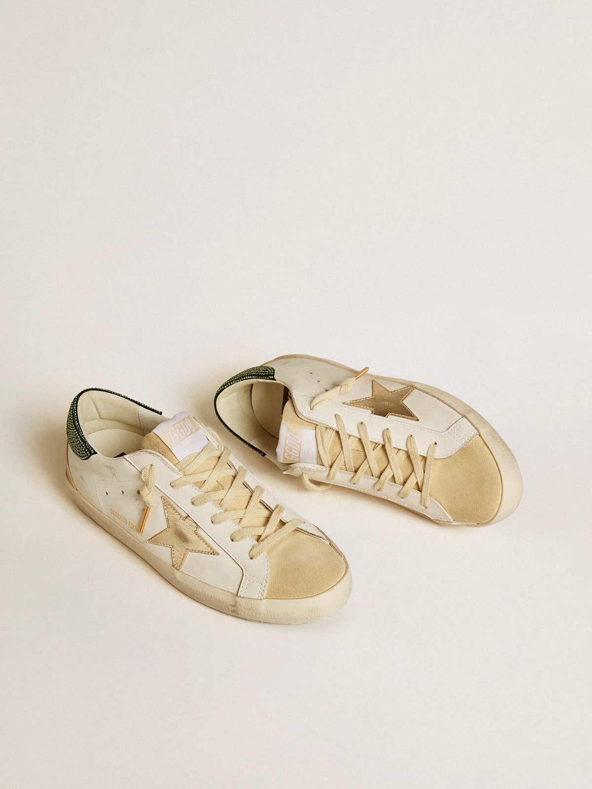 Golden Goose Super-Star Ltd Donna con Stella in Pelle e Talloncino con Cristalli Swarovski