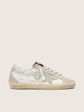 Golden Goose Super-Star Donna in Pelle Bianca e Rosa Cipria con Stella in Cristalli Swarovski Argento