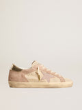 Golden Goose Super-Star Donna in Suede Rosa Chiaro con Stella in Suede e Talloncino Platino