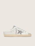 Golden Goose Super-Star Sabot con Stella in Glitter Platino e Linguetta in Suede