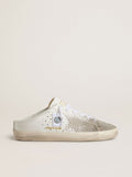 Golden Goose Super-Star Sabot Ltd Donna con Stella in Suede Grigia e Cristalli Swarovski